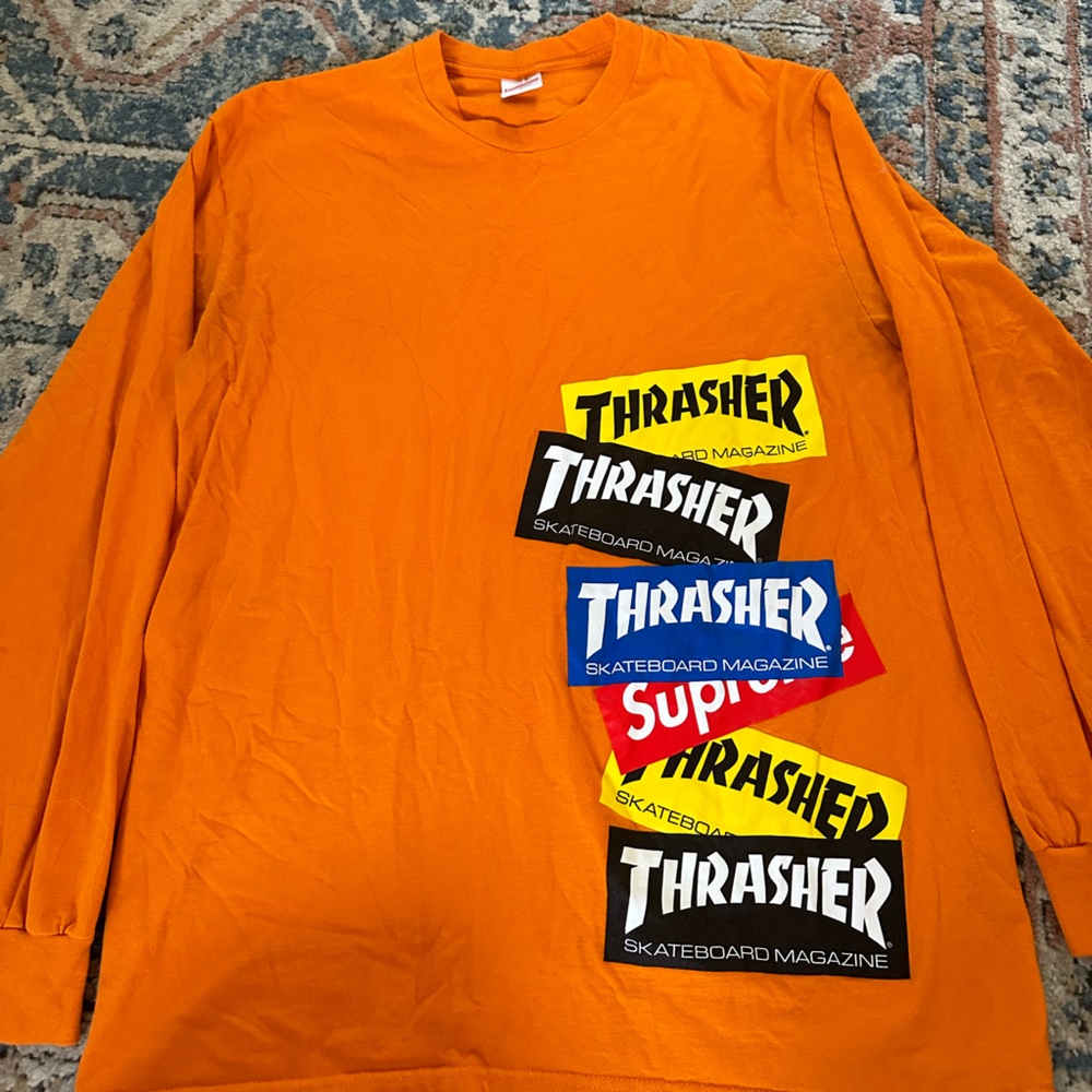 Thrasher logo orange long sleeve shirt